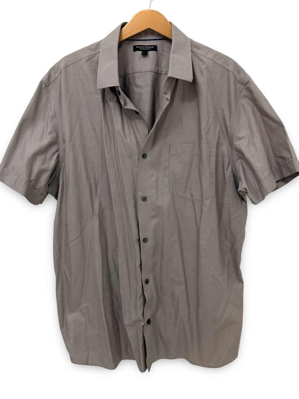 Banana Republic Short Sleeve Button Down Collared Dress Shirt Grey Size XXL